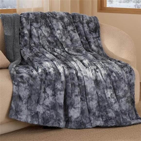 Tie Dye Throw Blanket Sherpa Fleece Plush Cozy Warm Blanket - Picture 7 of 7